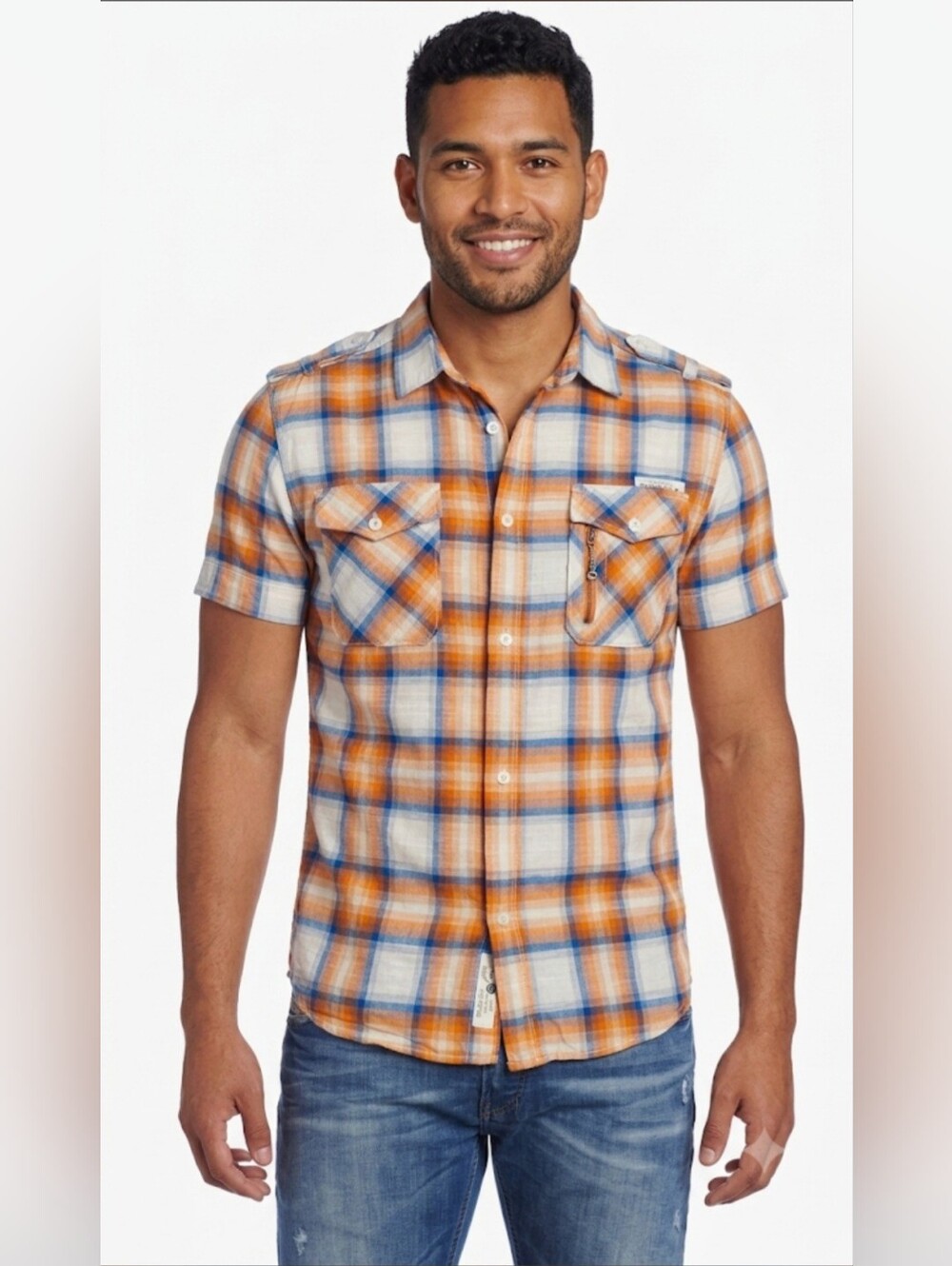 DIESEL-Co. Studder Men's Unisex Plaid 100% Cotton Fitted Shirt XL (Fits M)